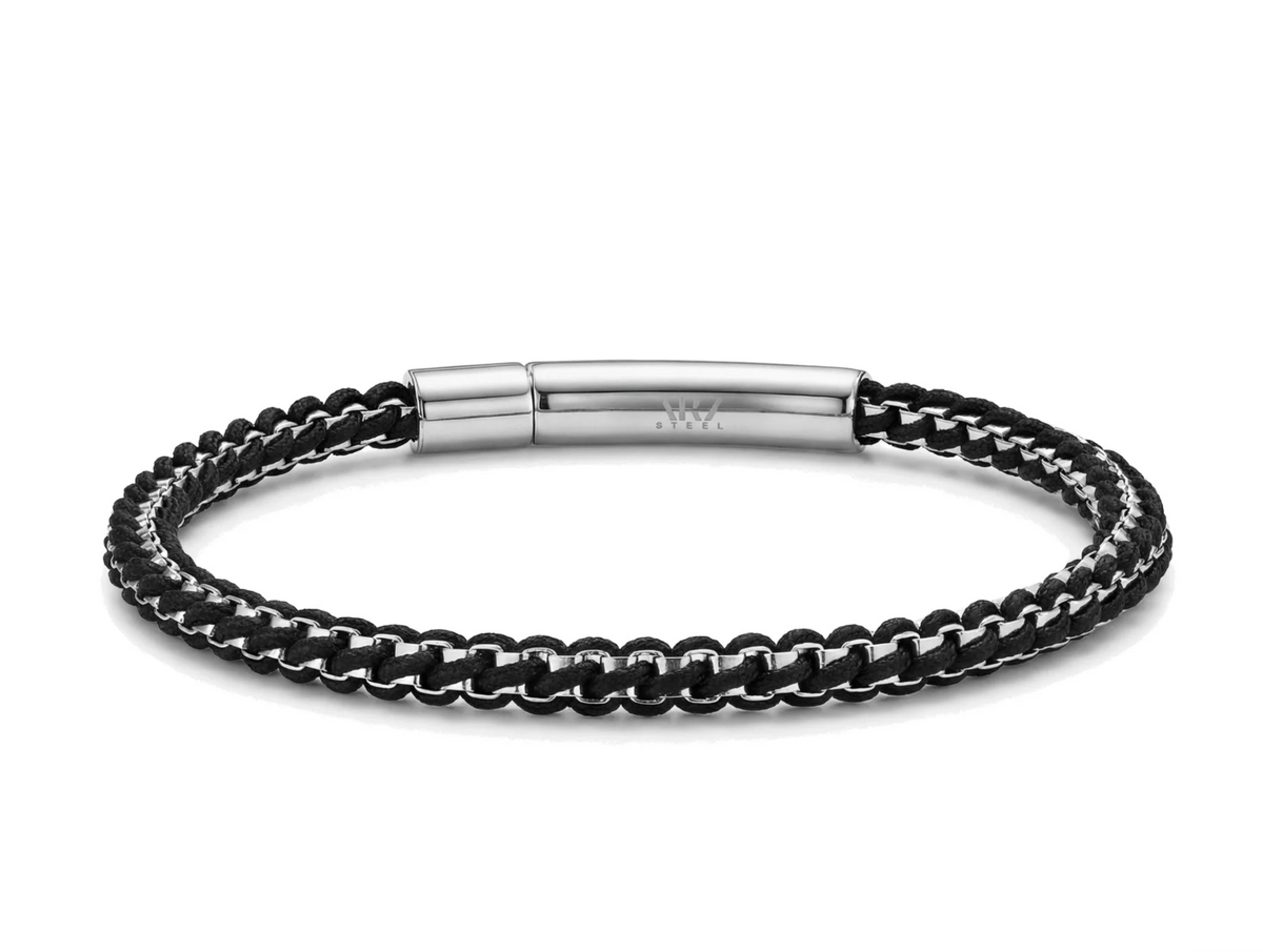 ROPE BOX LINK STEEL BRACELET BLACK