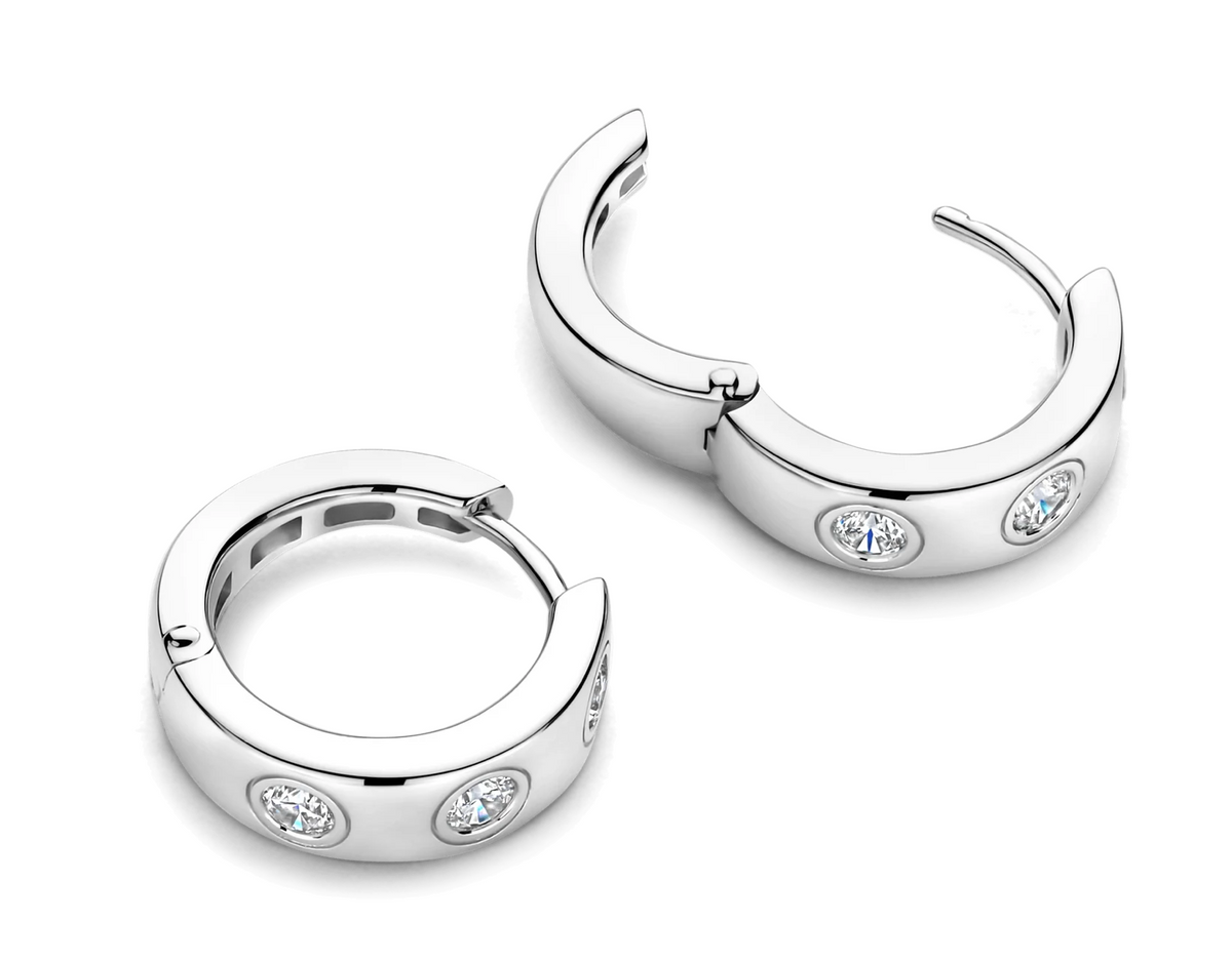 Classic Zirconia Hoops Silver