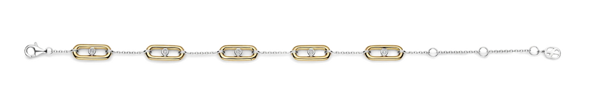 Open Link Bracelet with Round Zirconia