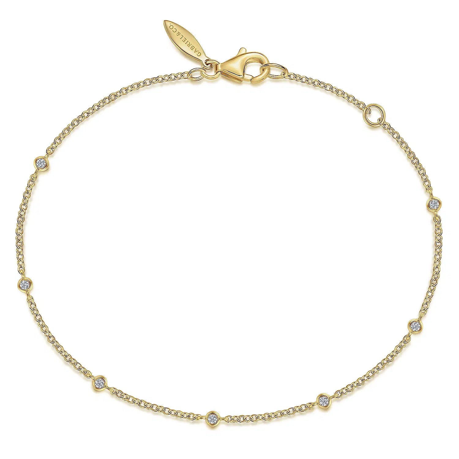 14K Yellow Gold Diamond Stations Chain Bracelet | Gabriel & Co. | Luby 