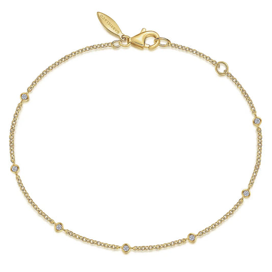 14K Yellow Gold Diamond Stations Chain Bracelet | Gabriel & Co. | Luby 