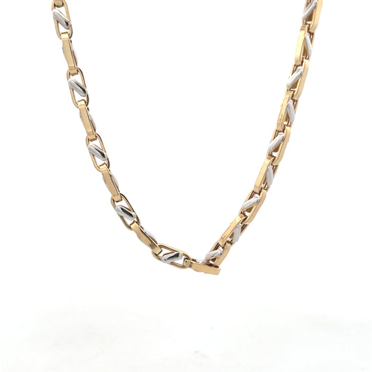 14K Gold Square Link 2T Necklace