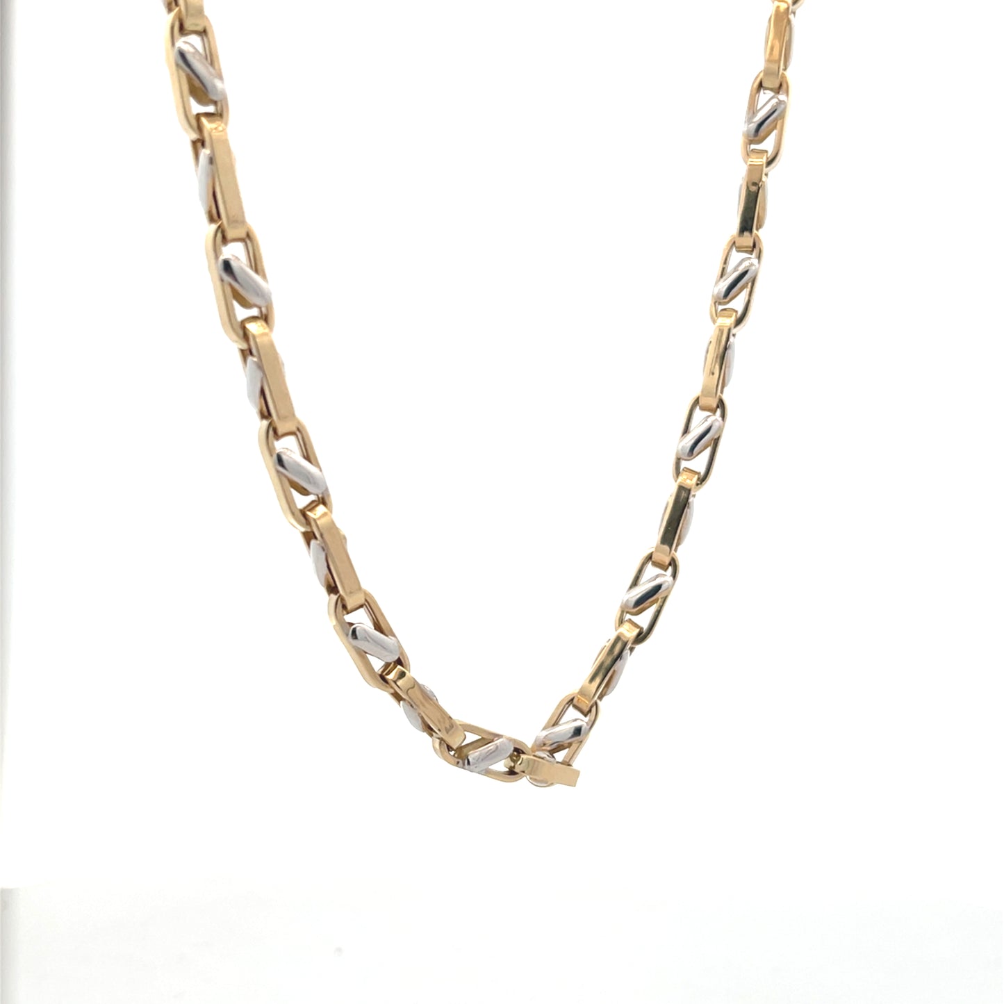 14K Gold Square Link 2T Necklace