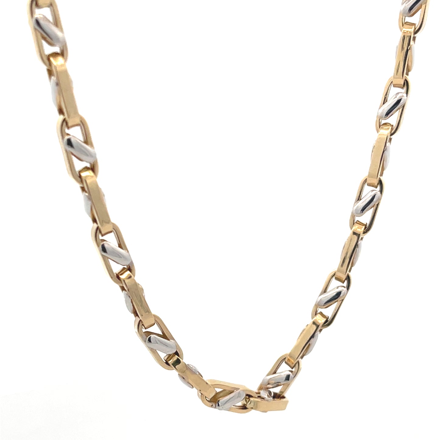 14K Gold Square Link 2T Necklace