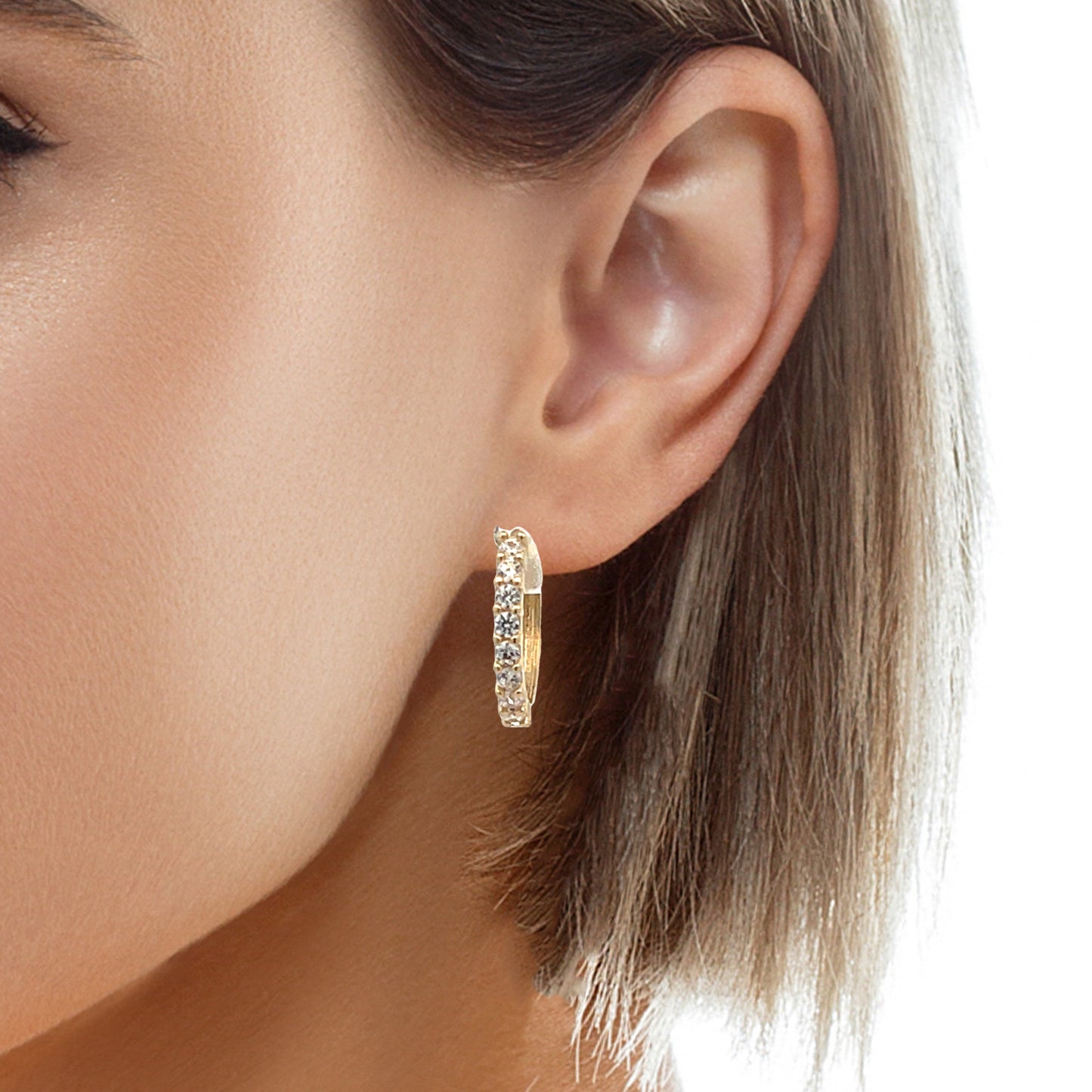 14K Gold CZ Hoops | Luby Gold Collection | Luby 