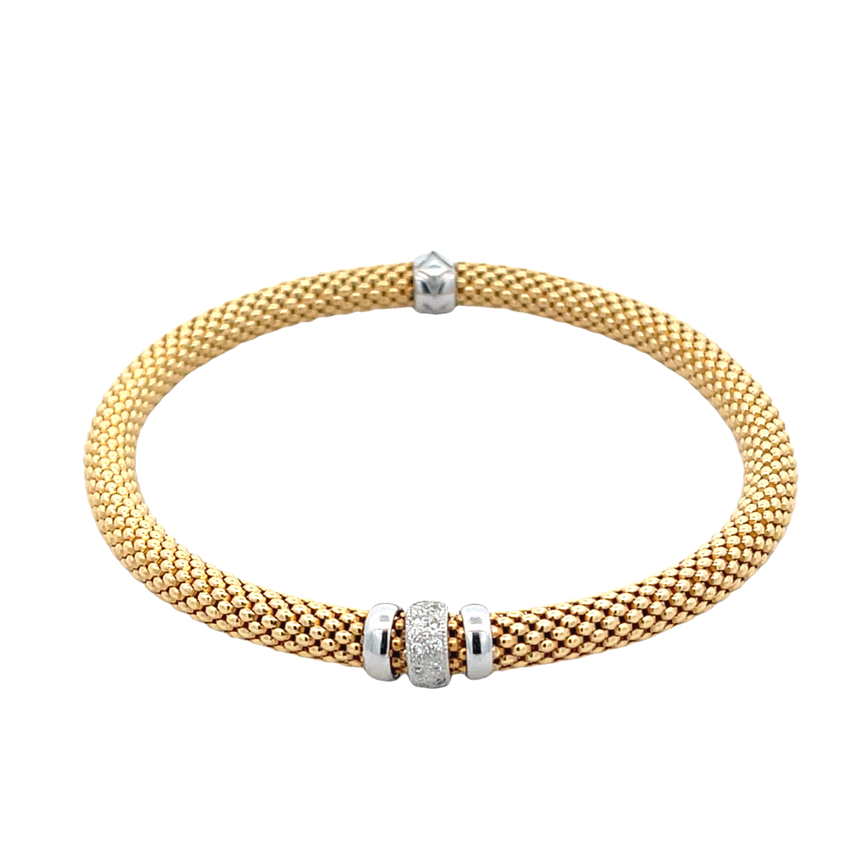 18k Gold 2-Tone Spandex Mesh Bracelet with Diamond | Luby Gold Collection | Luby 