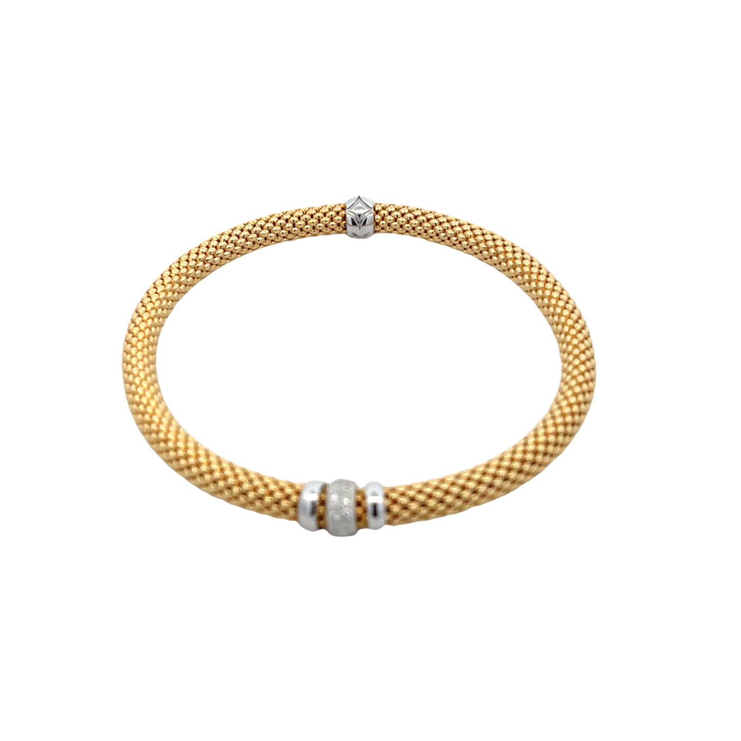 18k Gold 2-Tone Spandex Mesh Bracelet with Diamond