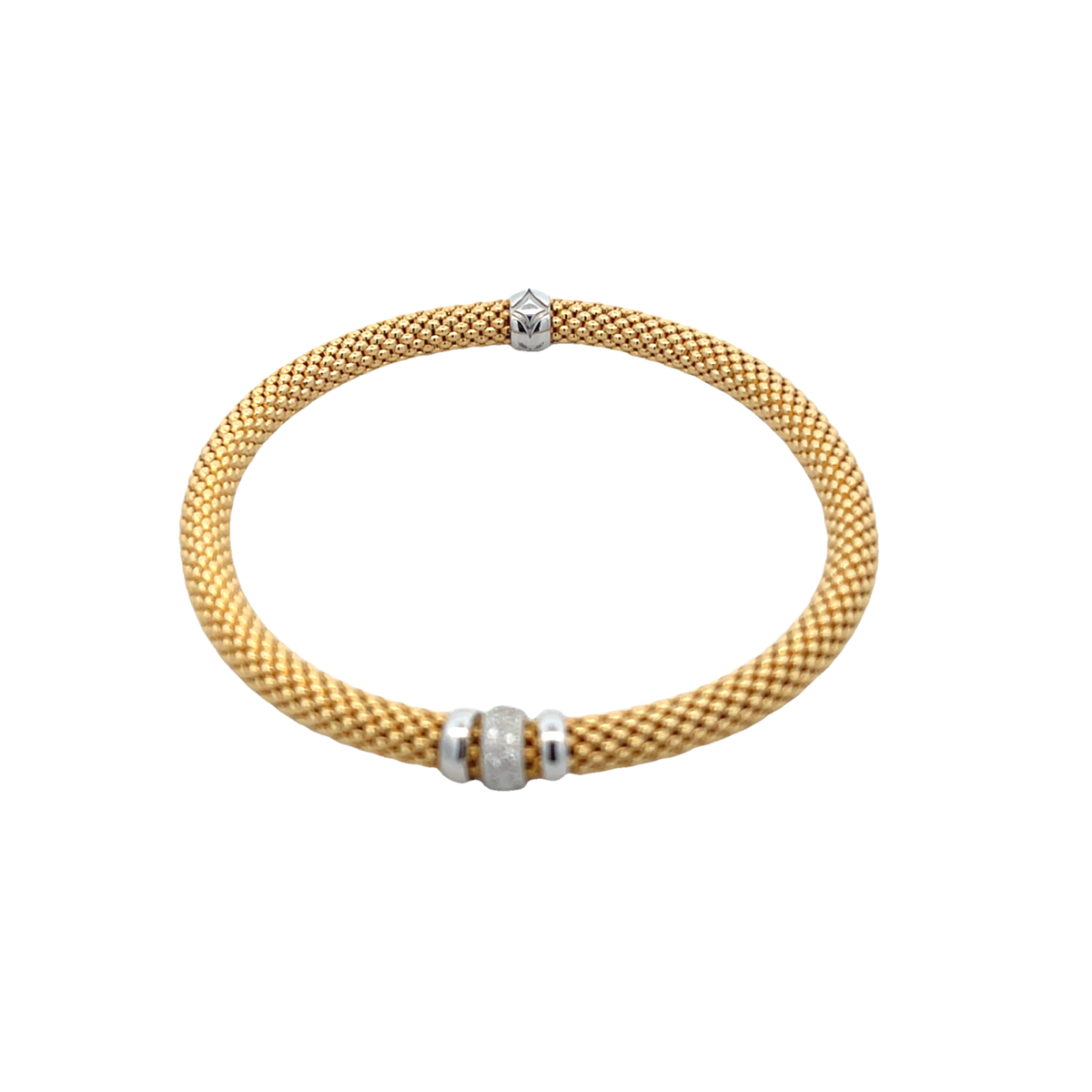 18k Gold 2-Tone Spandex Mesh Bracelet with Diamond | Luby Gold Collection | Luby 