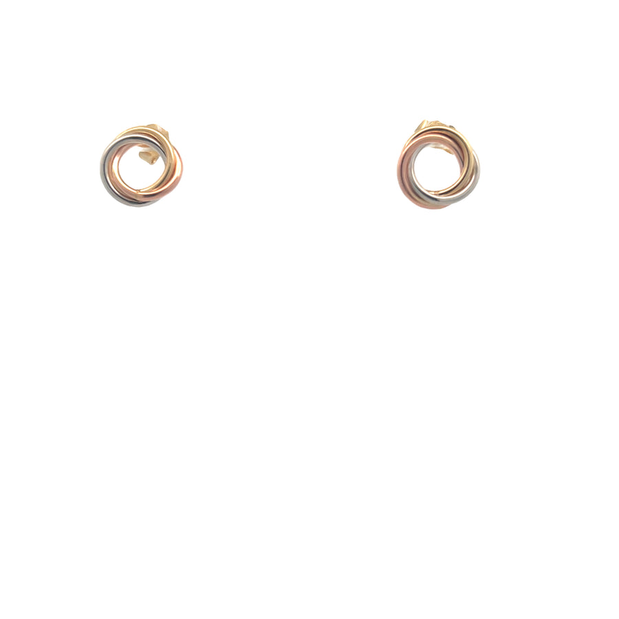 14K Gold Tree Tone Circle Stud