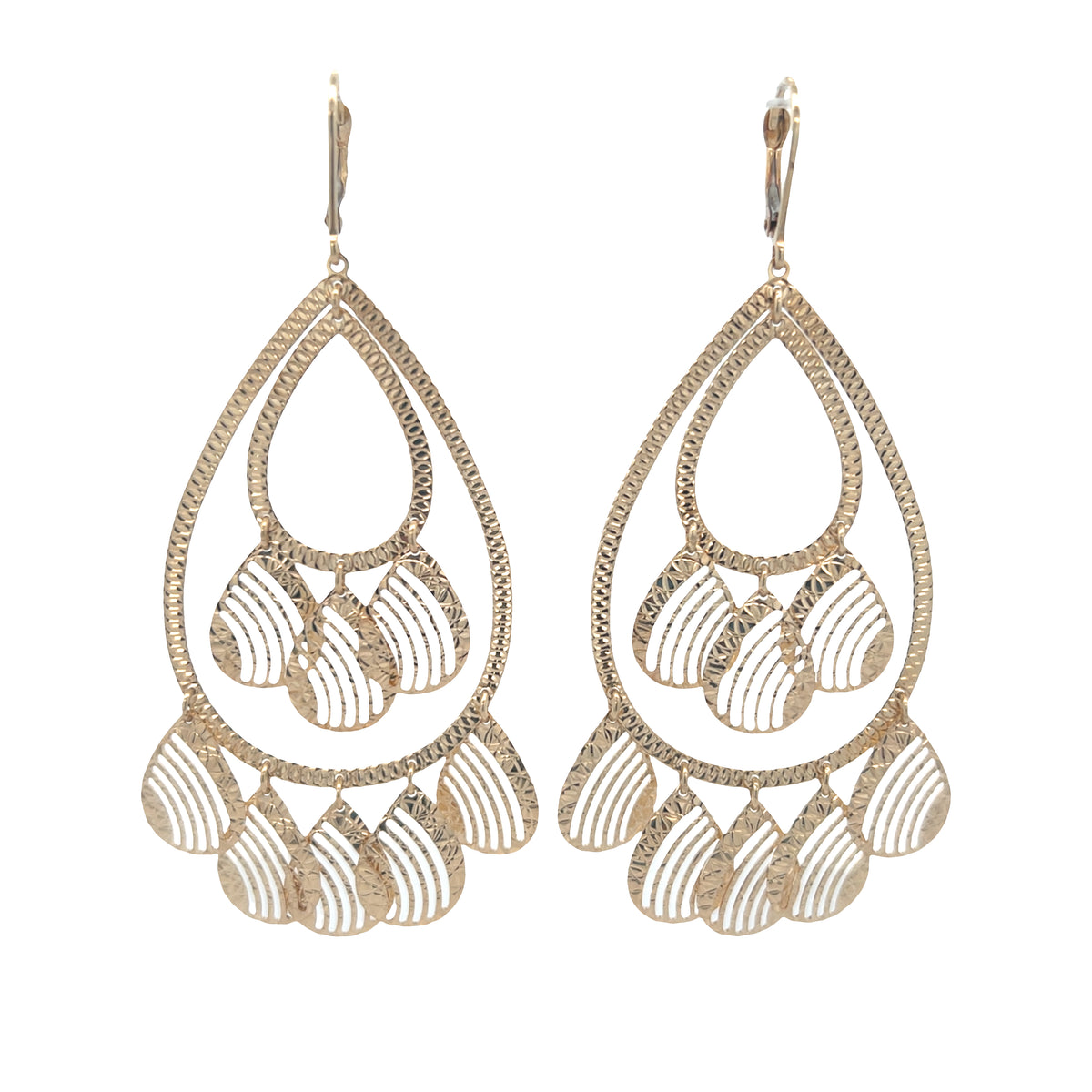 14K Teardrop Dangle Gold Earrings | Luby Gold Collection | Luby 