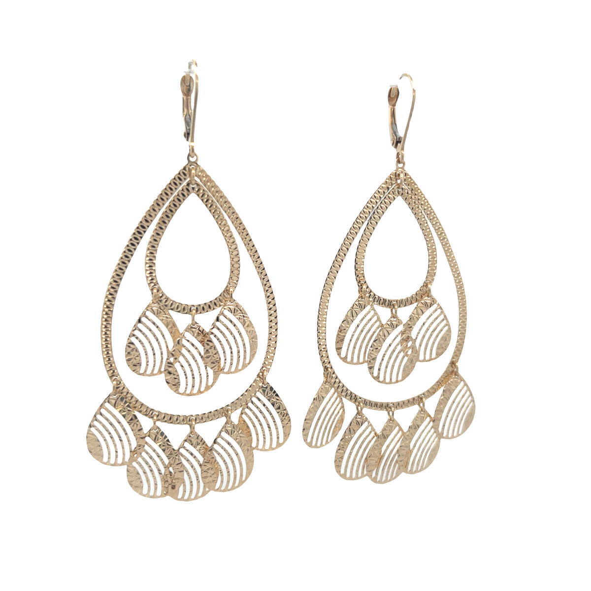 14K Teardrop Dangle Gold Earrings | Luby Gold Collection | Luby 