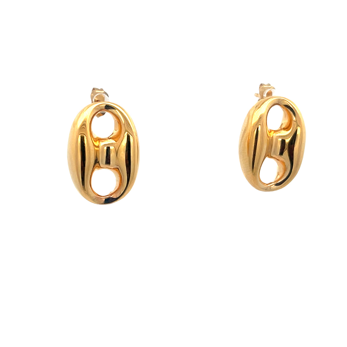 14K Gold Elegant Coffe Link Stud Earrings | Luby Gold Collection | Luby 
