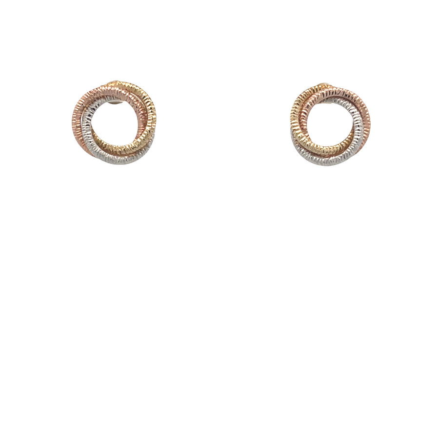14K 3/C Gold Twisted Stud Earrings