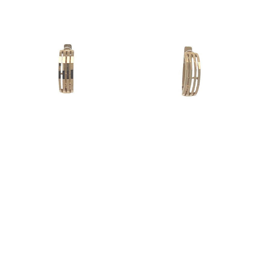 14K Gold Faceted Hoops