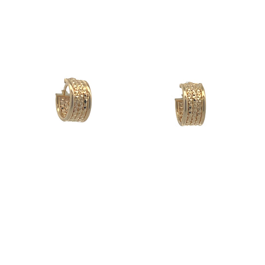 14K Gold 3 Row Faceted Hoops | Luby Gold Collection | Luby 
