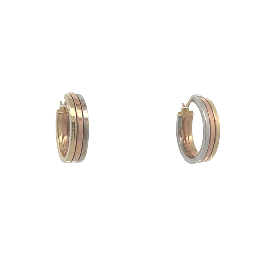 14K Gold 3 Colors Hoops