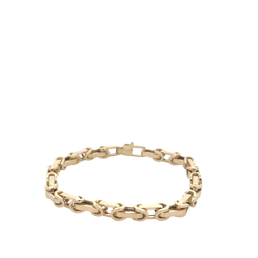 14K Gold Square Long Links Bracelet