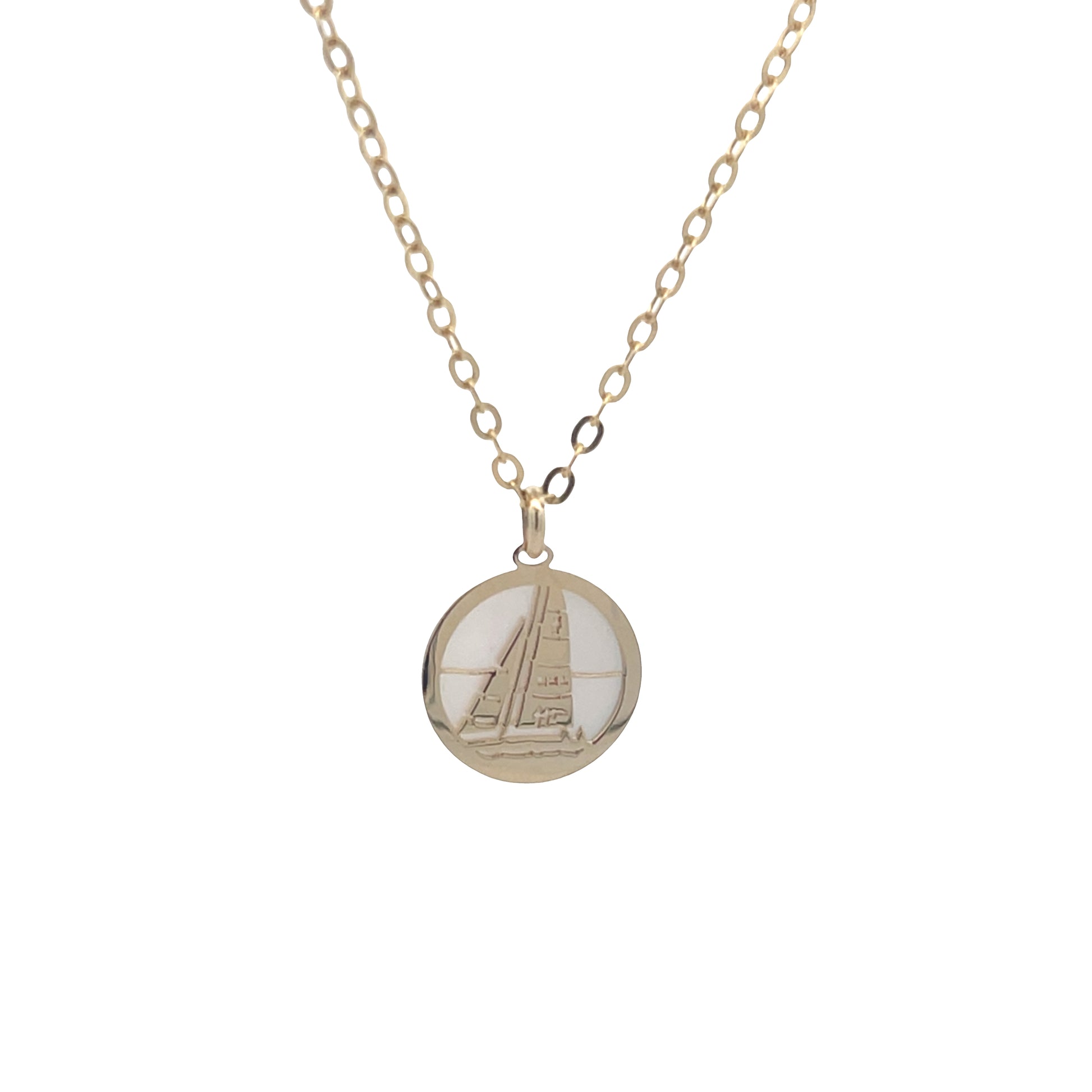 14K Gold Sailboat Pendant with Mother of Pearl | Luby Gold Collection | Luby 