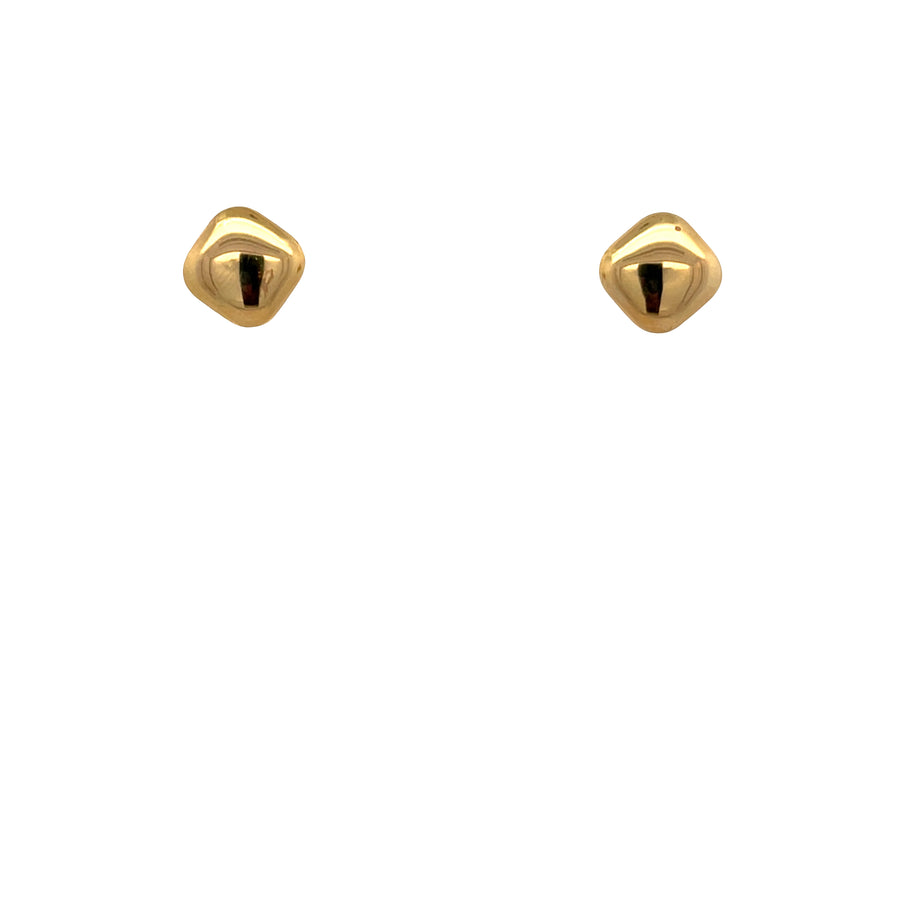 14k Gold Square Solitaire Stud Earring