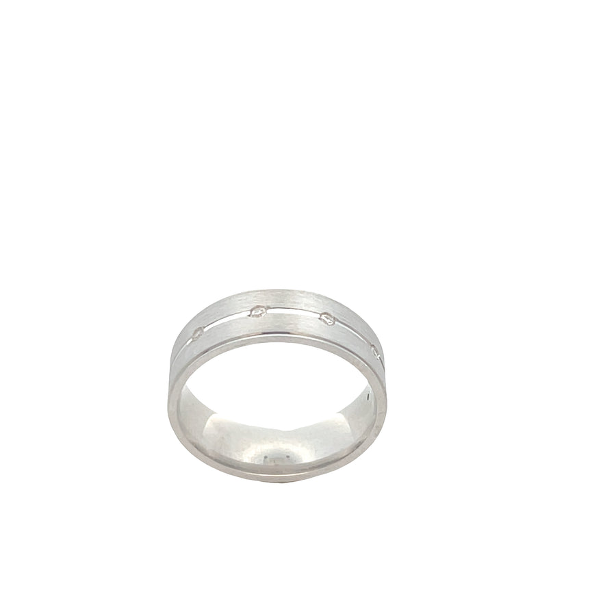 Suspiria Men Wedding Band 925 with 5 CZ Shine and Matte