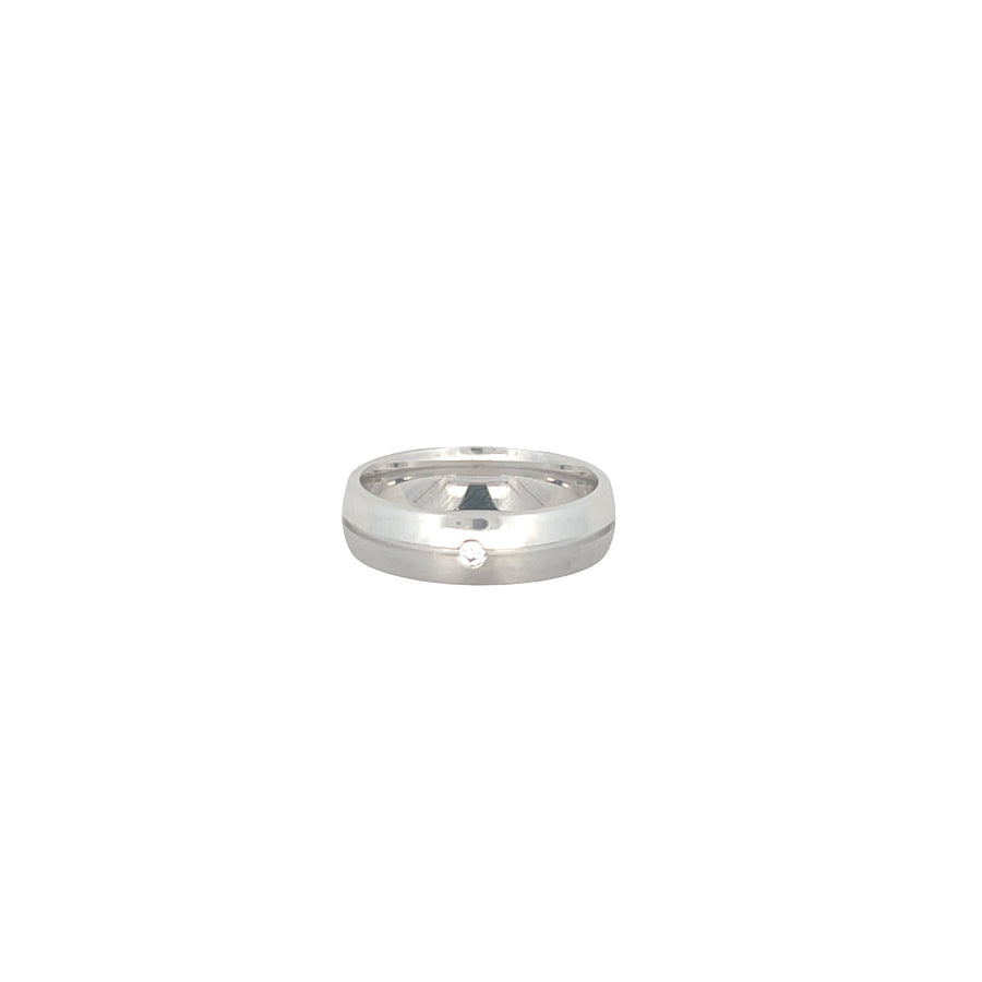 Suspiria Men Wedding Band 925 with 1 CZ Shine and Matte