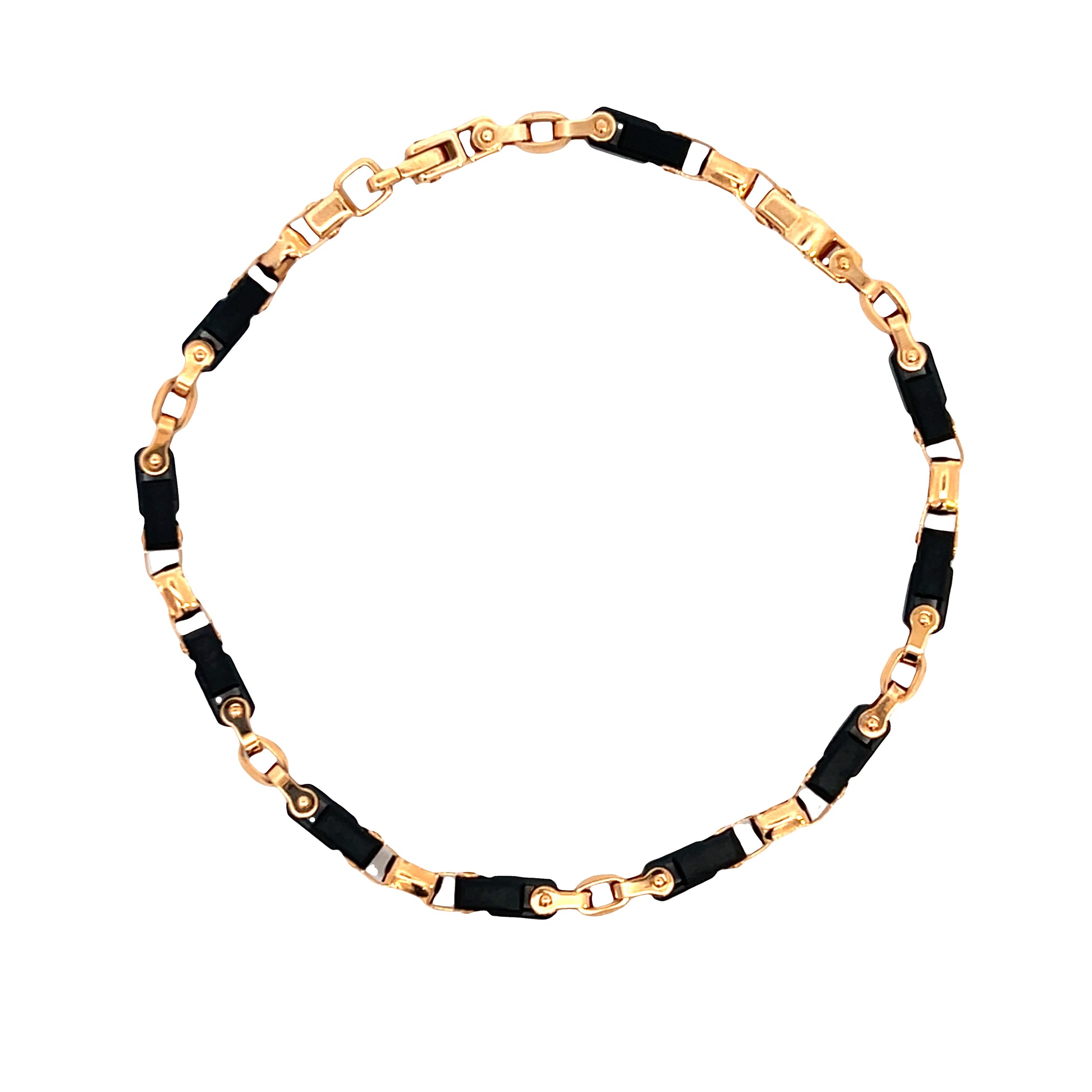 Zancan 18K Black Ceramic & Link Round Rose Gold Bracelet | Zancan | Luby 