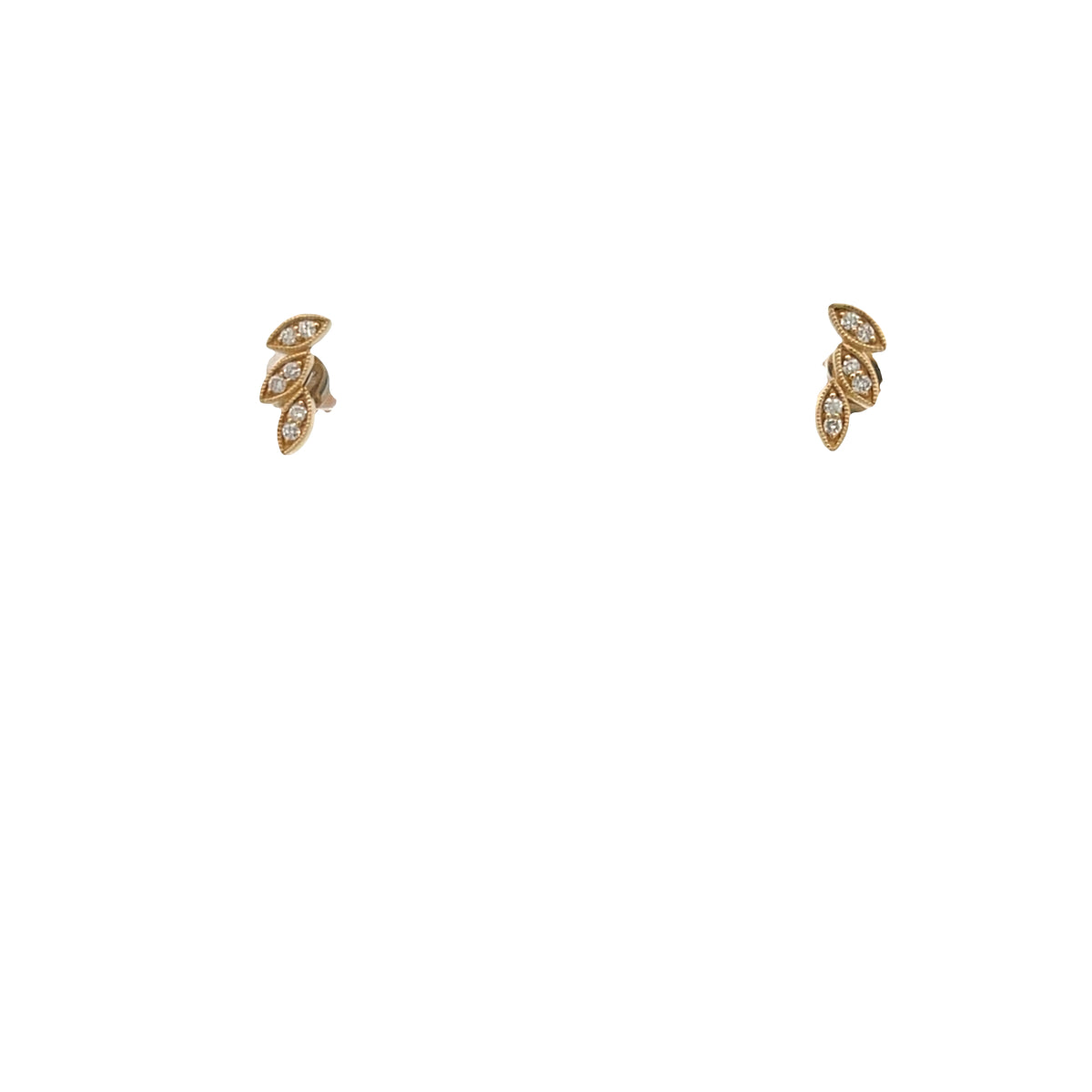 14K Gold Diamond Leaf Shape Stud Earrings | Gabriel & Co. | Luby 