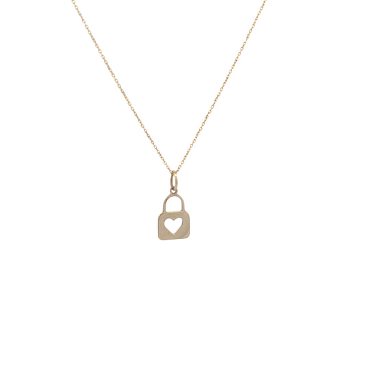 14K Gold Padlock with Heart Shape Pendant | Luby Gold Collection | Luby 
