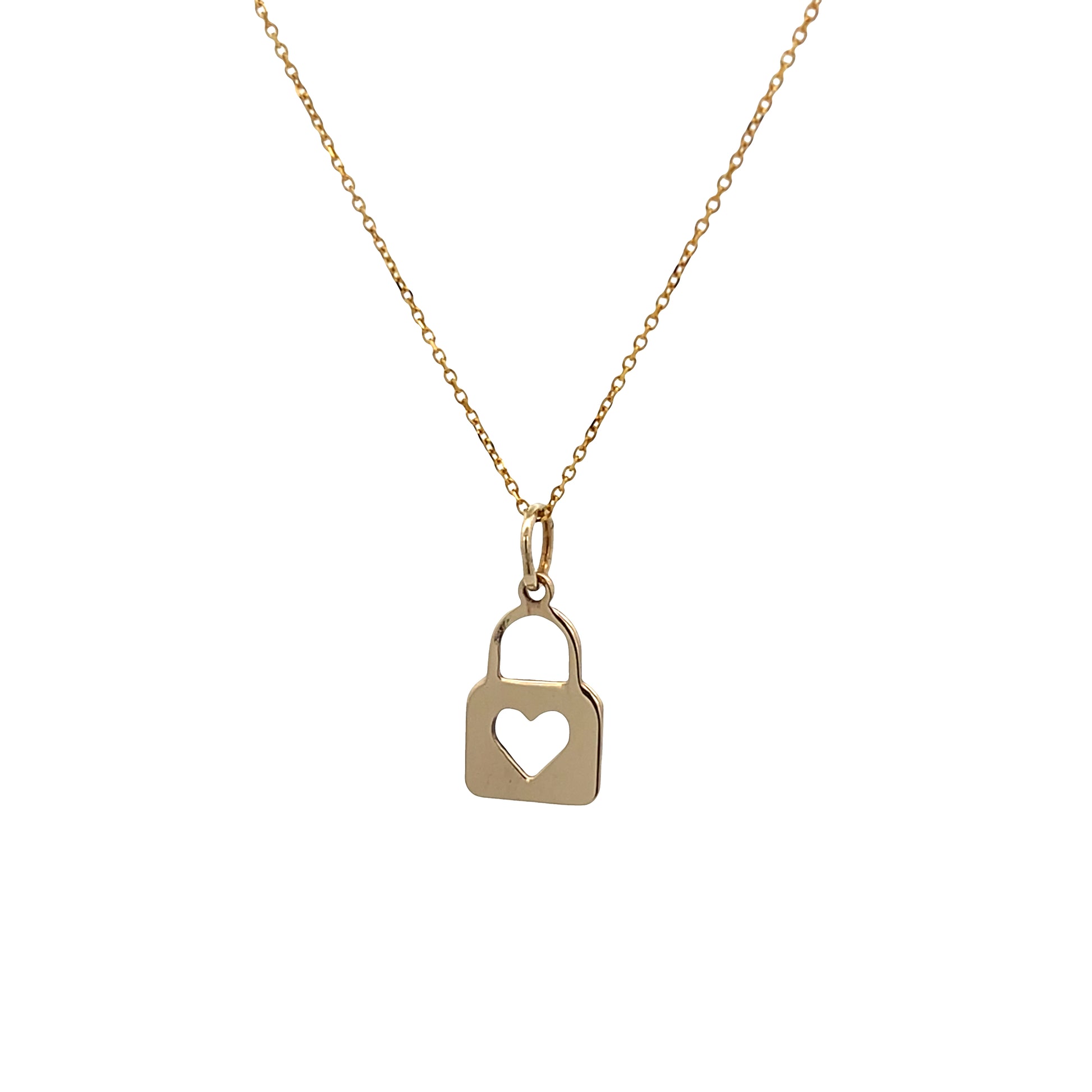 14K Gold Padlock with Heart Shape Pendant | Luby Gold Collection | Luby 