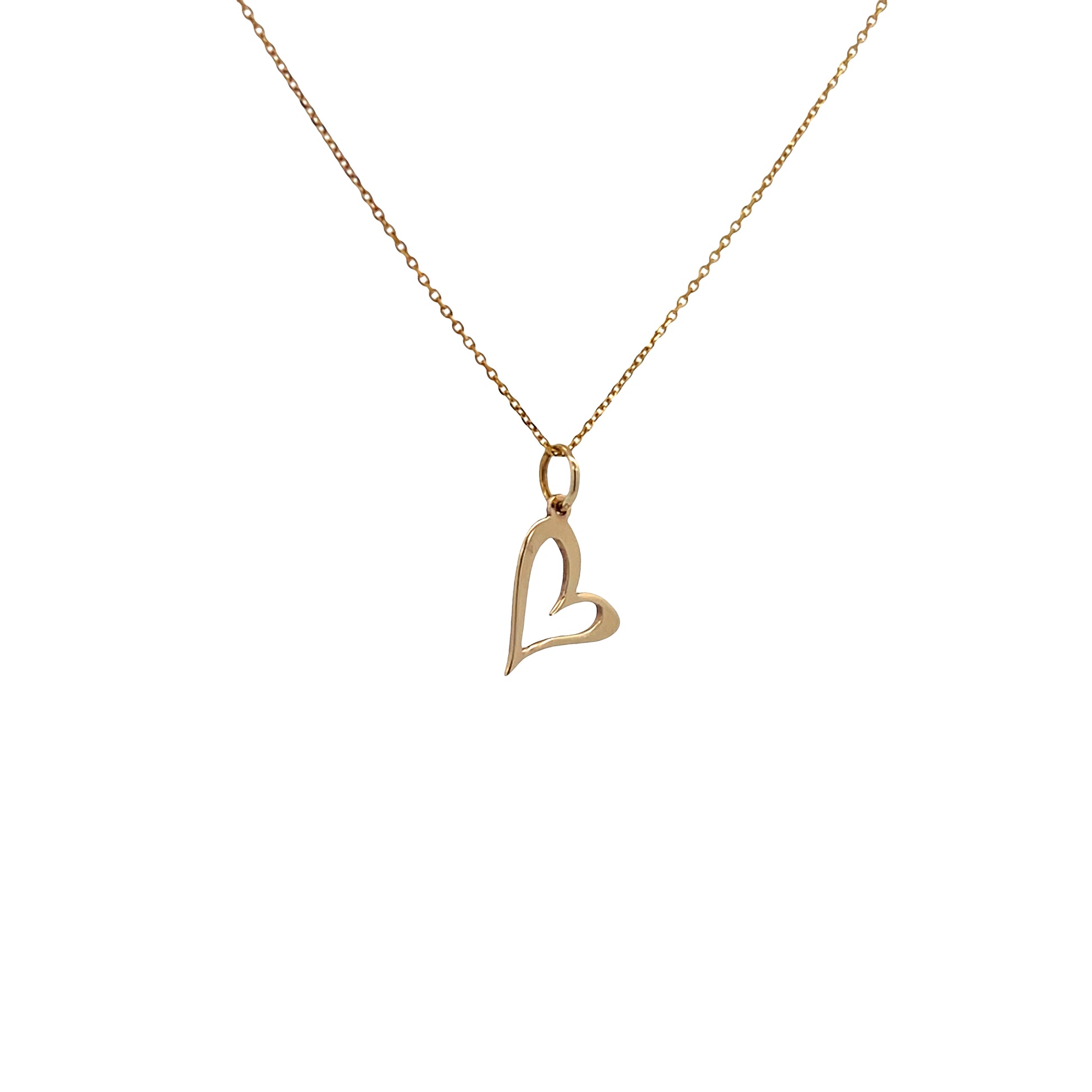 14K Gold Open Heart Pendant with Chain | Luby Gold Collection | Luby 
