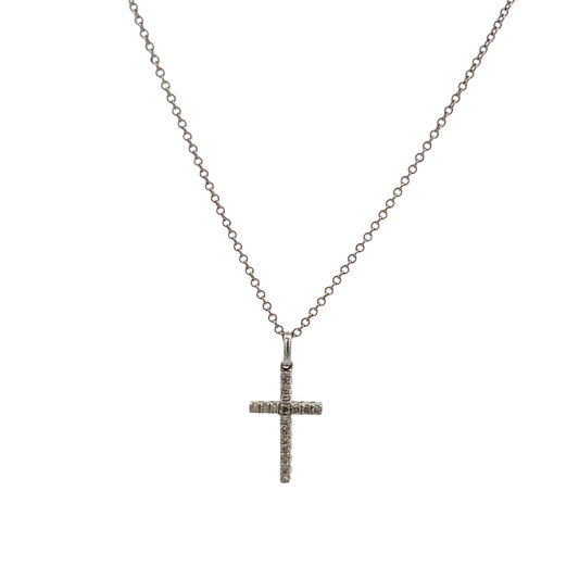 14K Gold White Cross Diamond Necklace | Luby Gold Collection | Luby 