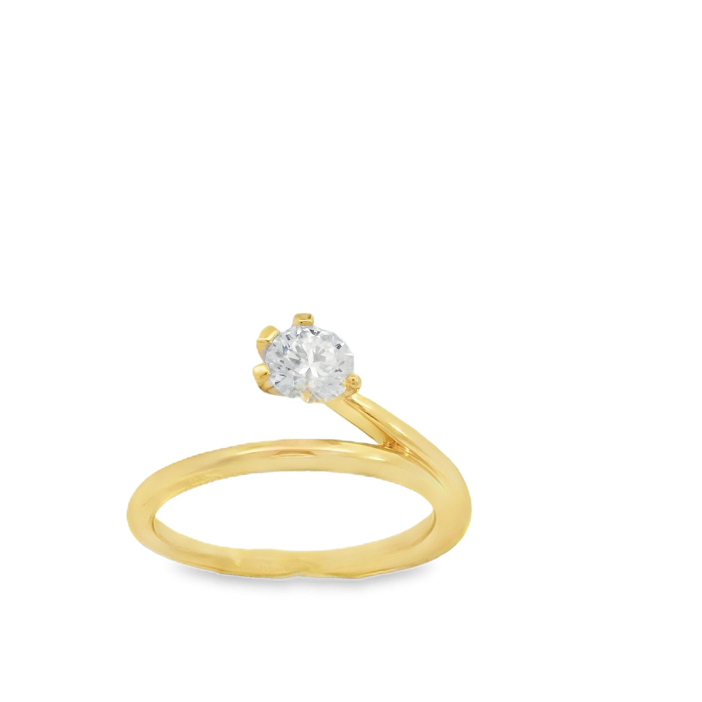 14K Yellow Gold Elevated Round Cut Lab Diamond Ring | Luby Gold Collection | Luby 
