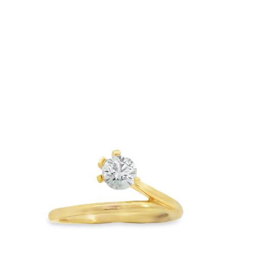 14K Yellow Gold Elevated Round Cut Lab Diamond Ring | Luby Gold Collection | Luby 