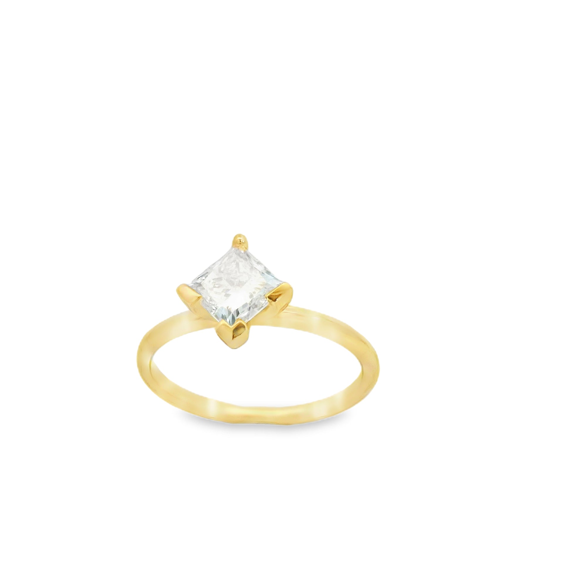 14K Yellow Gold Princess Lab Diamond Cut Ring | Luby Gold Collection | Luby 