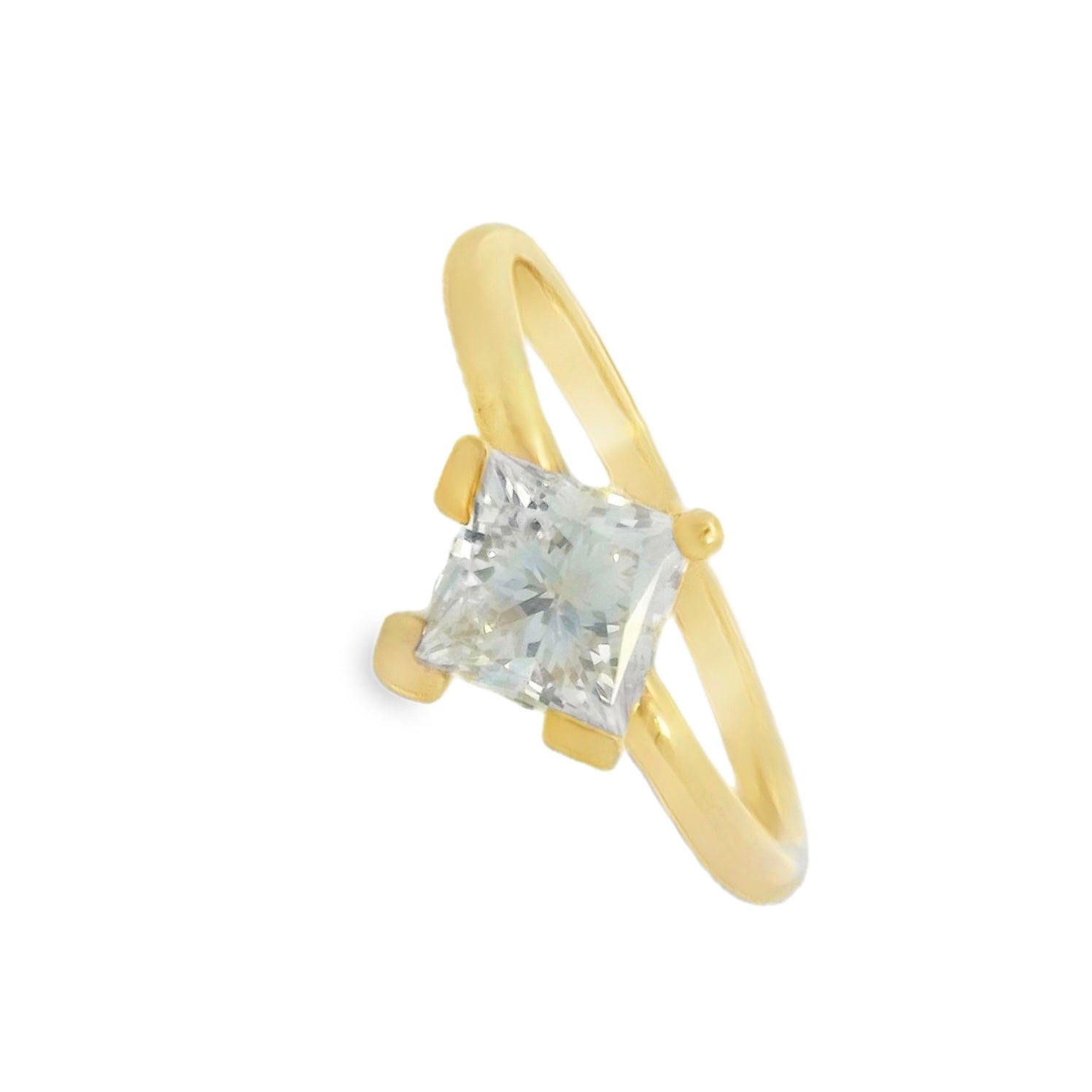 14K Yellow Gold Princess Lab Diamond Cut Ring | Luby Gold Collection | Luby 