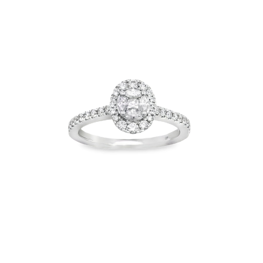 Anillo de compromiso ovalado de oro blanco Zeghani