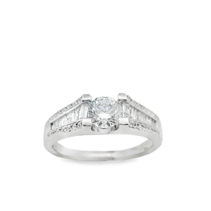 Suspiria Wedding Band 925 Baguette with Round Cut Center Piece