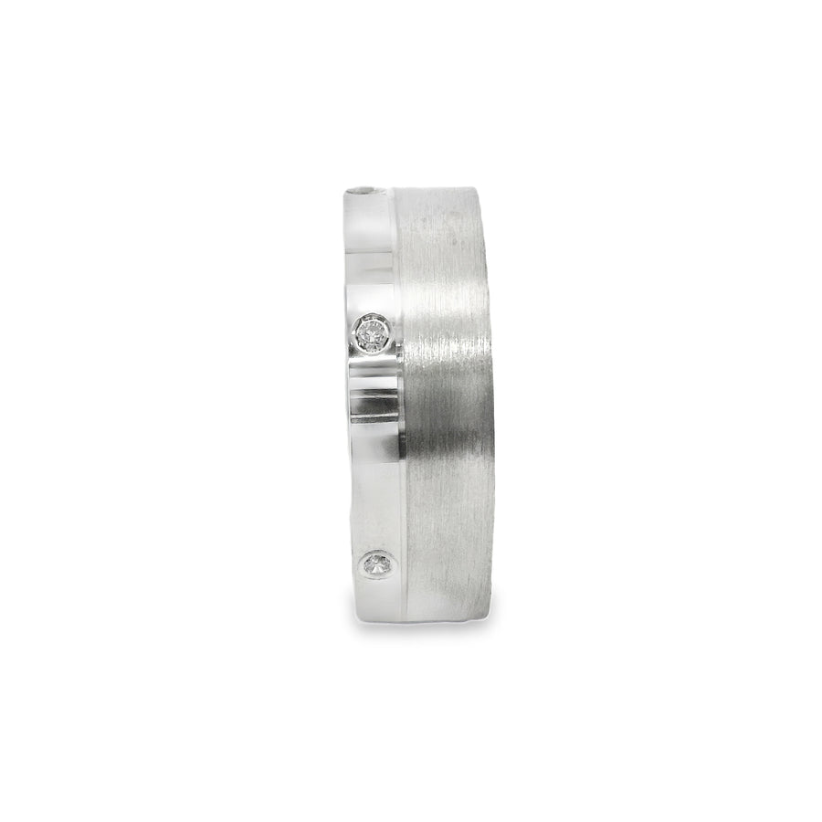 Suspiria Men Wedding Band 925 with 4 CZ Shine and Matte