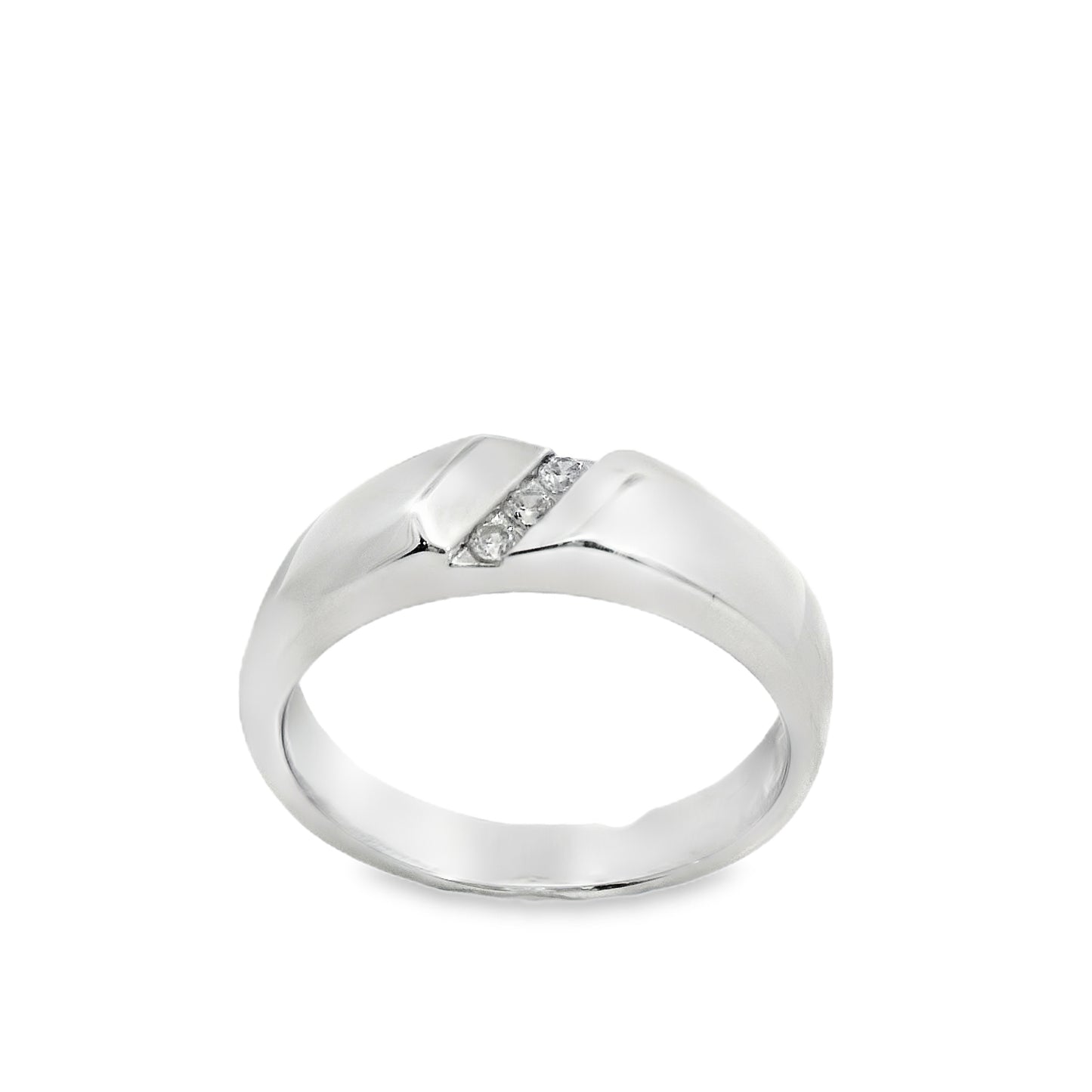 Suspiria Men Wedding Band 925 with 3 CZ in the Center | Suspiria | Luby 