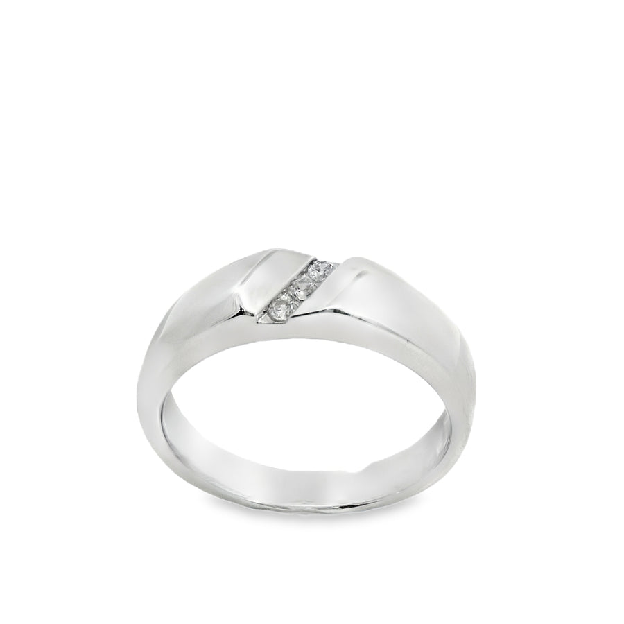 Suspiria Men Wedding Band 925 with 3 CZ in the Center