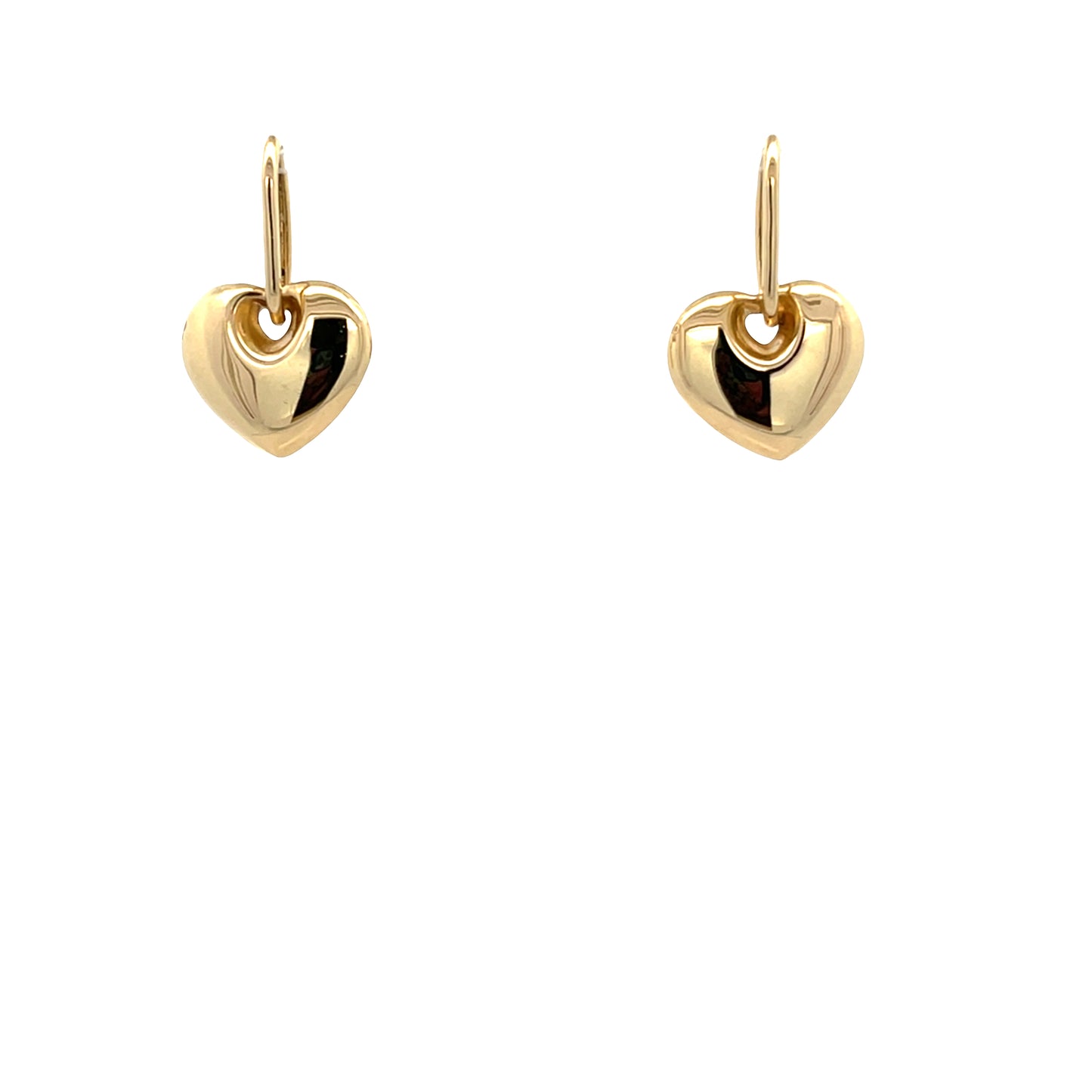 14K Gold Dangling Heart Earrings