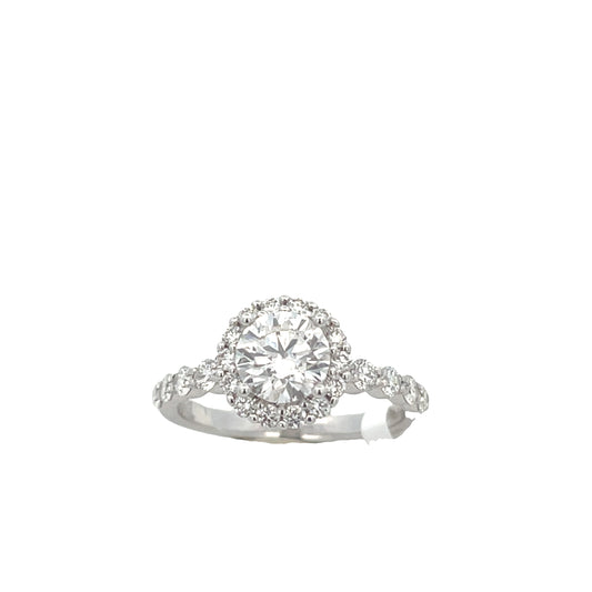 Simon G 18KWG Diamond Engagement Round Shape Ring
