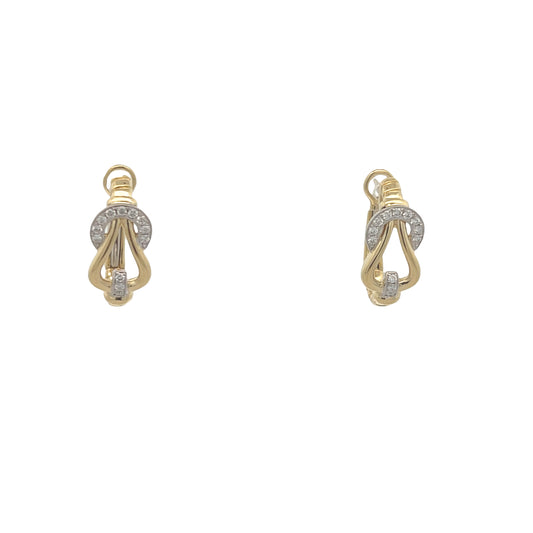 BUCKLE HOOP TWO TONE EARRINGS IN 18K GOLD WITH DIAMONDS