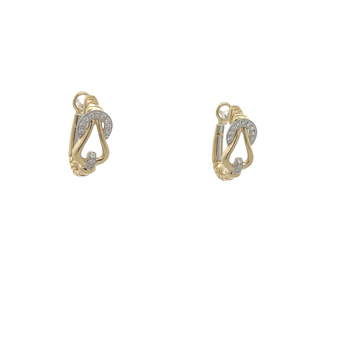 BUCKLE HOOP TWO TONE EARRINGS IN 18K GOLD WITH DIAMONDS | Simon G | Luby 
