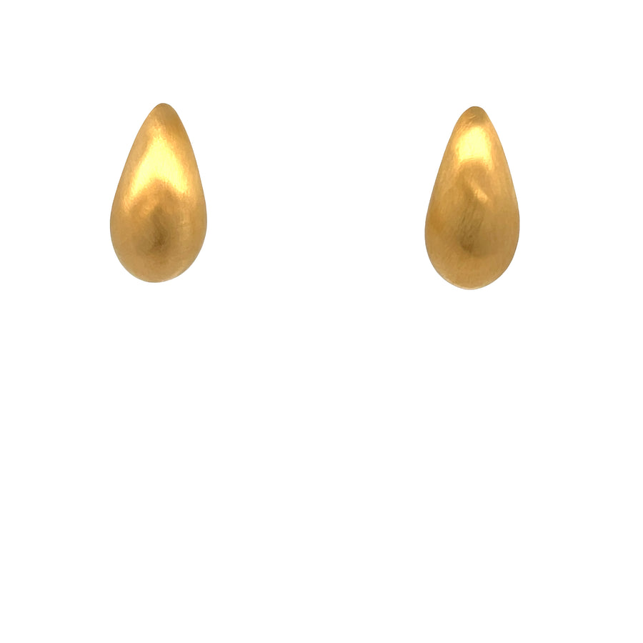 14K Gold Brushed Teardrop Earring