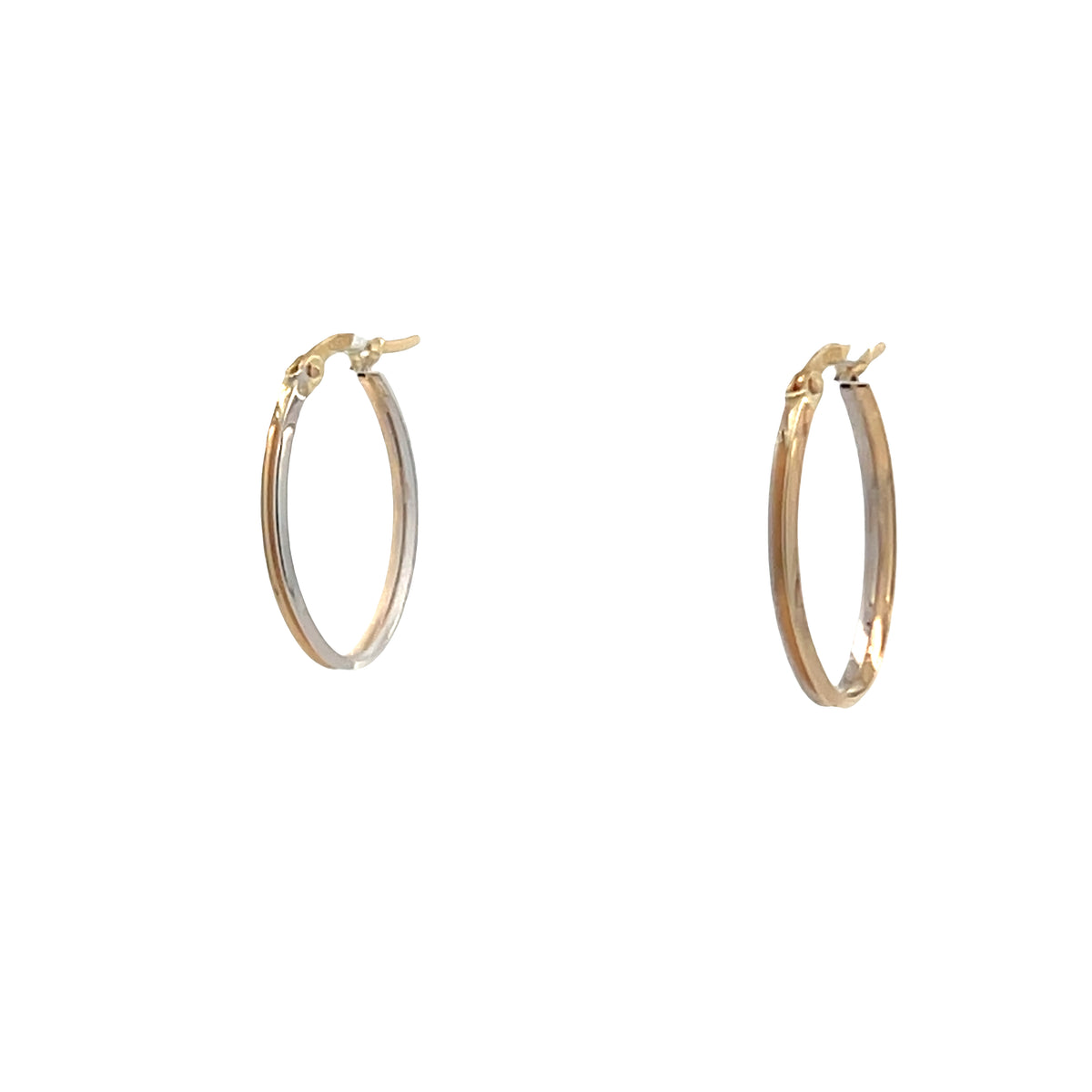 14K Gold Oval Two Tone Hoop | Luby Gold Collection | Luby 