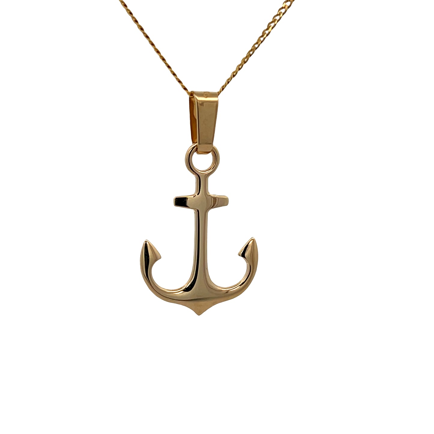 14K Gold Anchor Flat Pendant