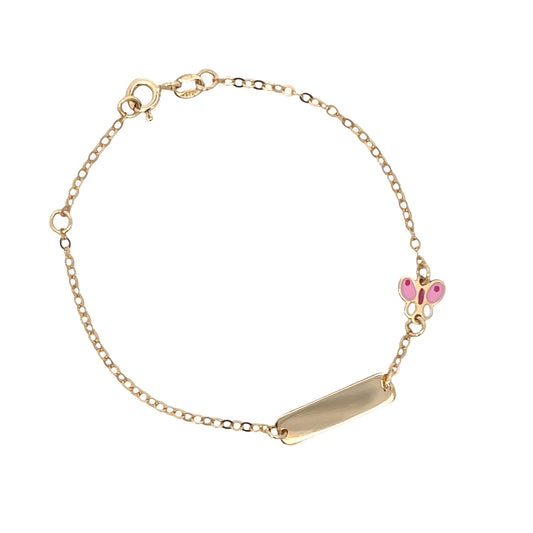 14K Gold Pink Butterfly Baby Bracelet | Luby Gold Collection | Luby 