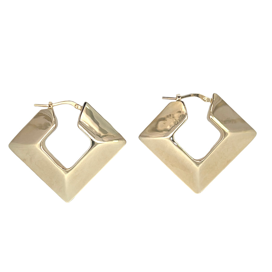 14K Gold Rombo Square Earring