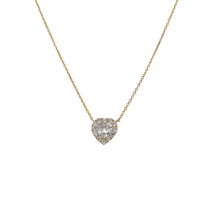14K Gold Sparkling Heart Necklace